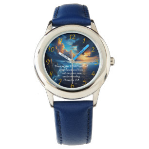 Proverbs 3:5 beautiful Ocean and the Sky Large Cl Watch