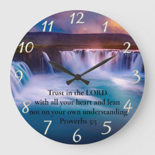 Proverbs 3:5 Gold Christian Faith Prayer  Large Clock