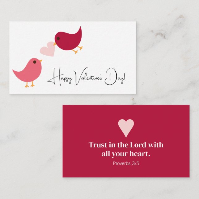 Proverbs 3:5 Valentine Birds Enclosure Card (Front/Back)