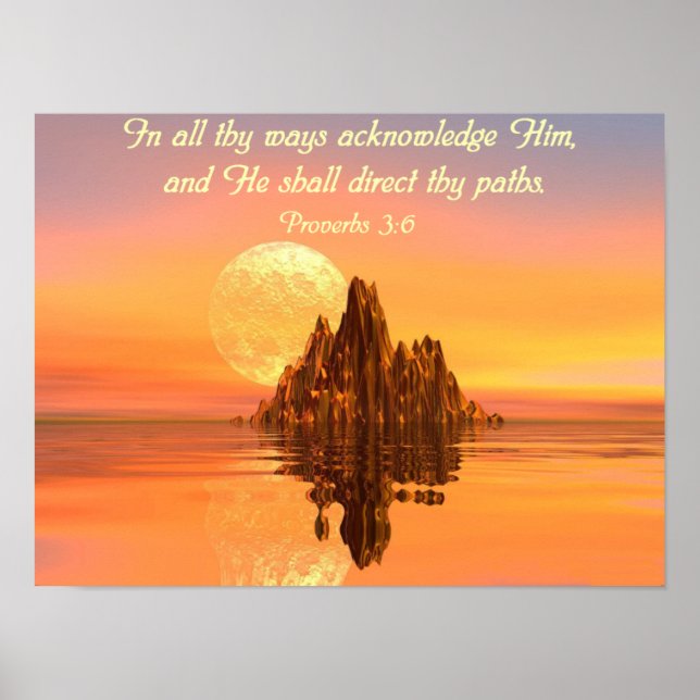 Proverbs 3:6 Bible Verse Christian Poster (Front)