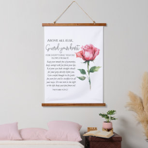 Proverbs 4:23-27 Guard your heart Scripture Flower Hanging Tapestry