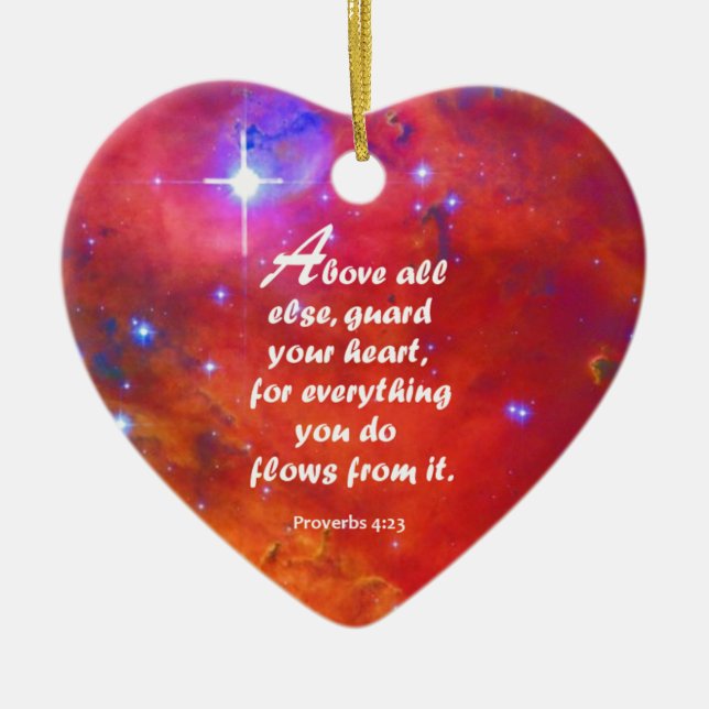 Proverbs 4:23 ceramic tree decoration (Front)