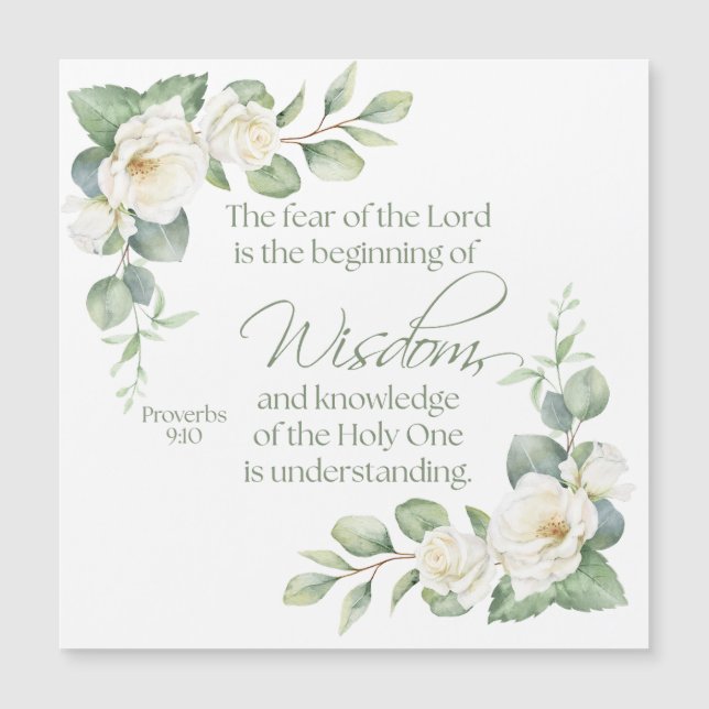 Proverbs 9:10 Eucalyptus White Roses Sage Green (Front)