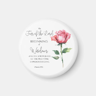 Proverbs 9:10 Fear of the Lord Rose Flower Bible Magnet
