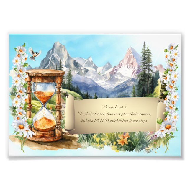 Proverbs Art Print Alps Daisies Hourglass 5 x 7 (Front)