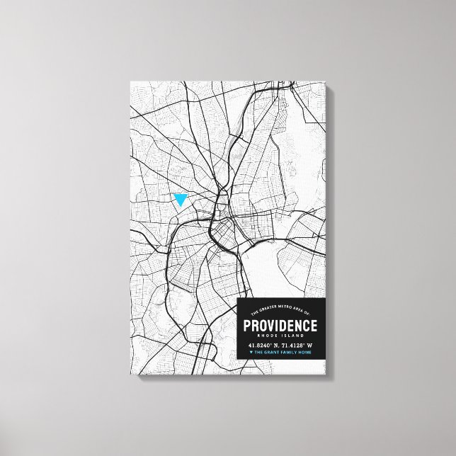 Providence City Map + Mark Your Location Canvas Print (Front)