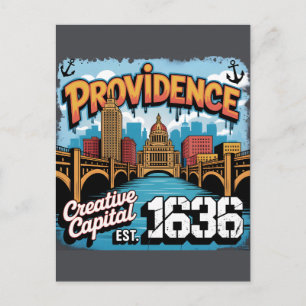 Providence Graffiti Mural Street Art Design Holiday Postcard