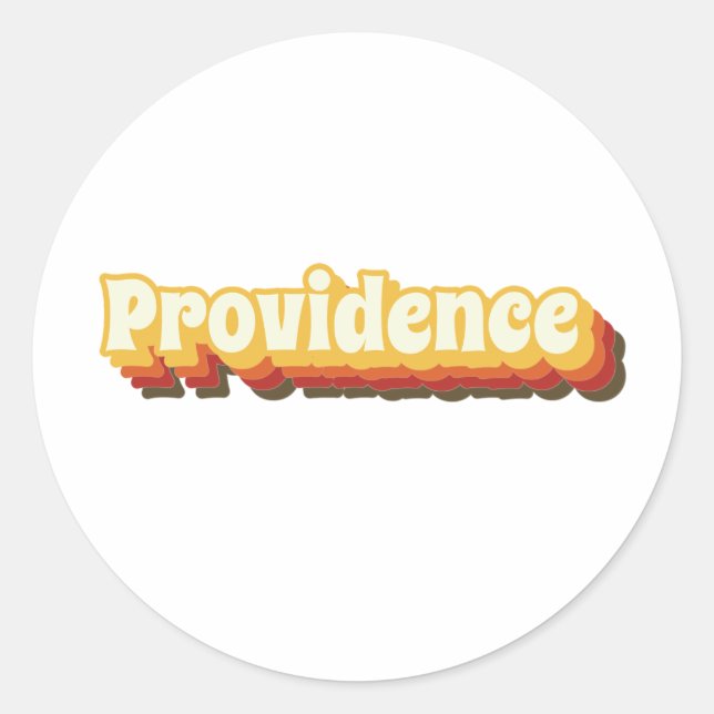 Providence Retro Vintage Text Classic Round Sticker (Front)