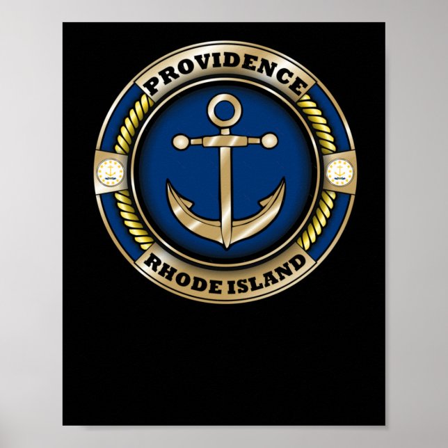Providence Rhode Island Anchor Emblem Sticker  Poster (Front)