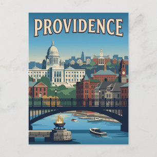 Providence Rhode Island Riverfront Vintage Poster Postcard
