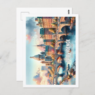 Providence Rhode Island US Famous Place watercolor Postcard