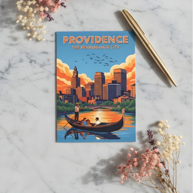 providence skyline and sunset postcard (Creator Uploaded)