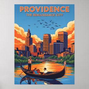 providence skyline and sunset poster