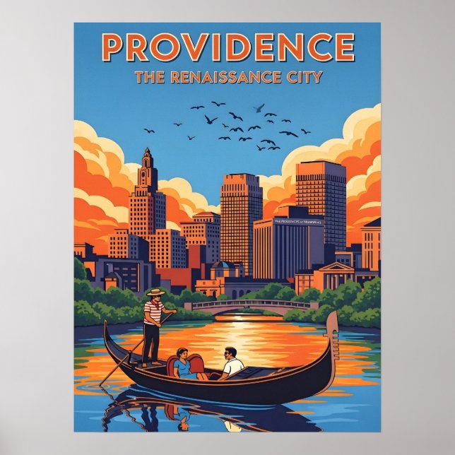 providence skyline and sunset poster (Front)