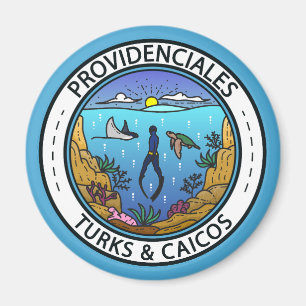 Providenciales Turks and Caicos Scuba Badge Magnet