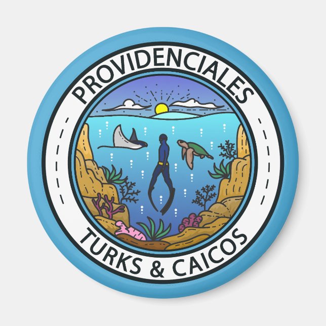 Providenciales Turks and Caicos Scuba Badge Magnet (Front)