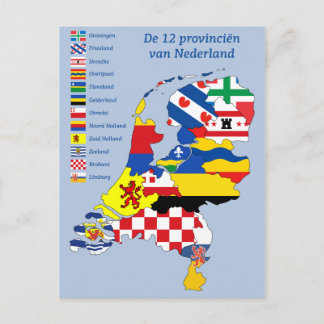 Province flag on Map Holland Postcard