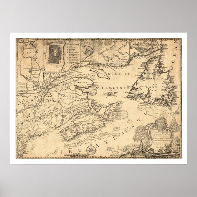 Province of Nova Scotia Canada Map 1776 Poster (Front)