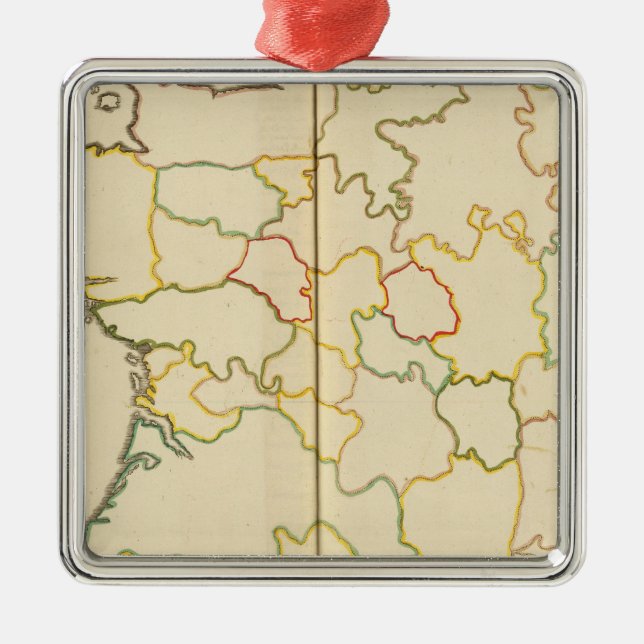 Provinces, France Outline Metal Tree Decoration (Front)