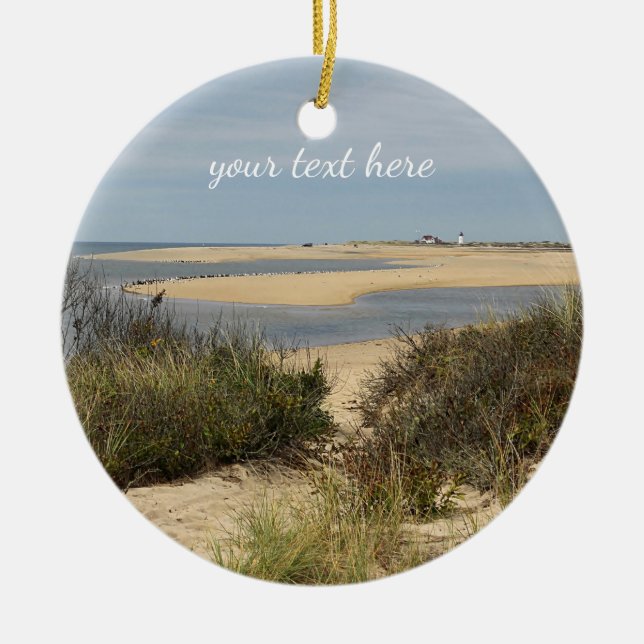Provincetown Beach on Cape Cod Ceramic Tree Decoration (Front)