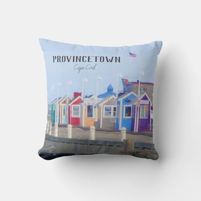 Provincetown Cape Cod Boardwalk Photography Cushion (Front)