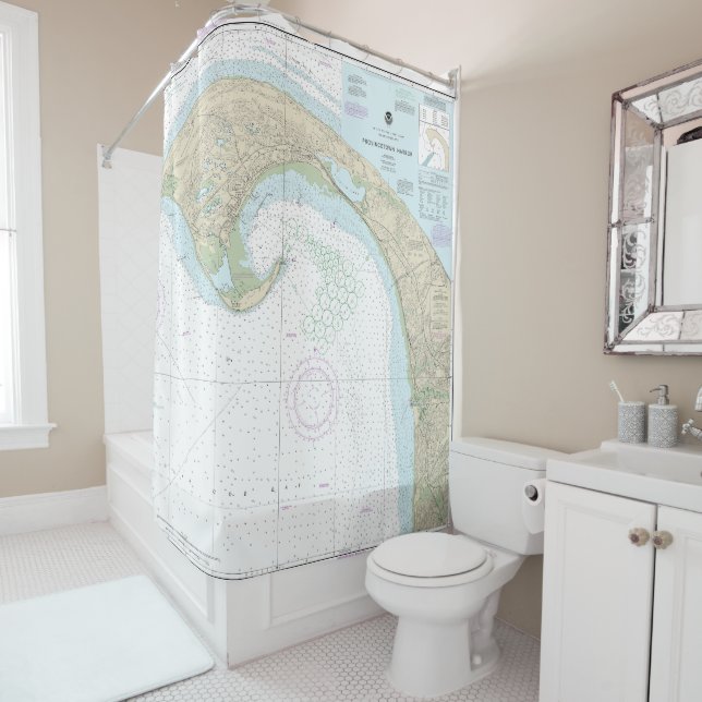 Provincetown Harbour Nautical Chart 13249 Shower Curtain (In Situ)