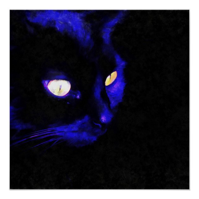 Prowling Black Cat Animal Pose Acrylic Art Poster (Front)
