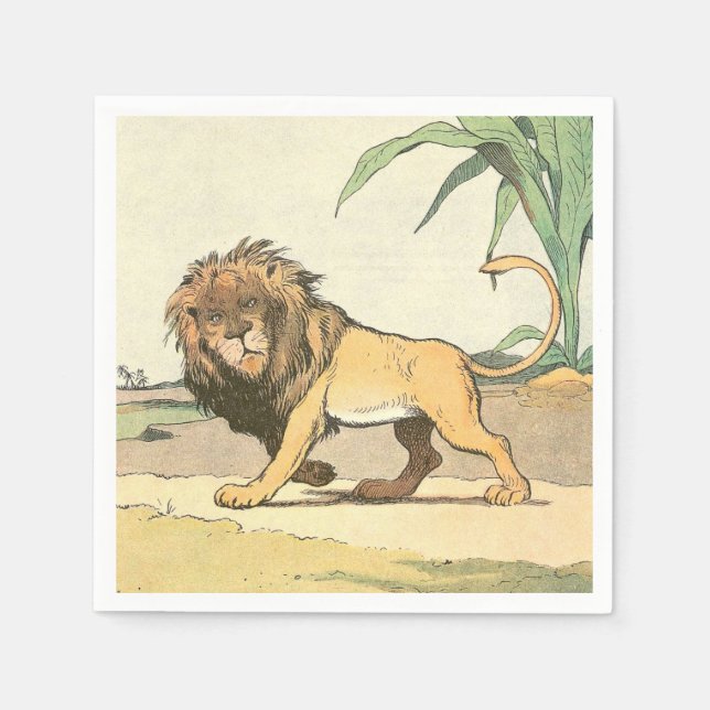 Prowling Jungle Lion Napkin (Front)