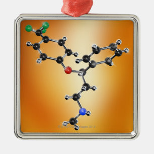 Prozac. Molecular model of the antidepressant Metal Tree Decoration