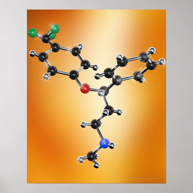 Prozac. Molecular model of the antidepressant Poster (Front)