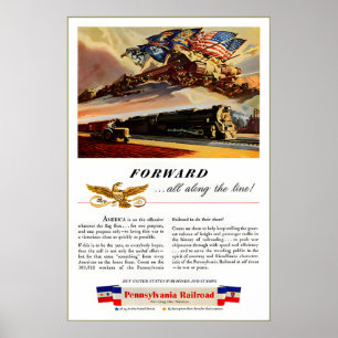 PRR Forward All Along the Line Patriotic World War Poster