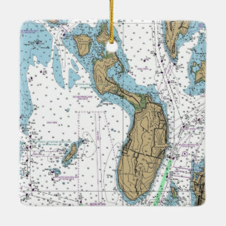 Prudence Island RI Nautical Chart Ceramic Ornament