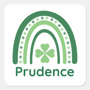 Prudence Name Clover Boho Rainbow Square Sticker