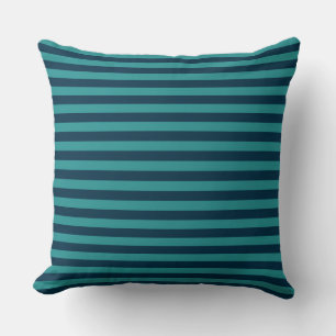 Prussian Blue and Teal Stripes Cushion