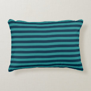 Prussian Blue and Teal Stripes Decorative Cushion