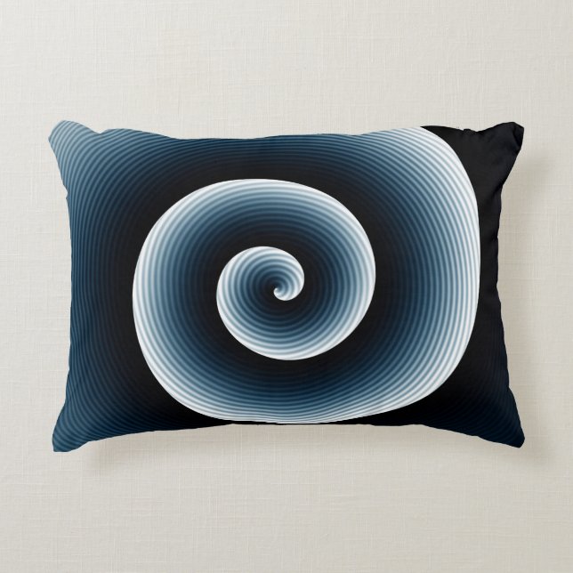 Prussian Blue Spiral Pattern Decorative Cushion (Front)