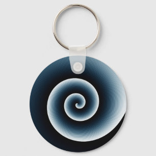 Prussian Blue Spiral Pattern Key Ring