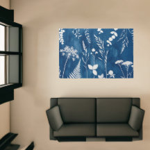 Prussian Indigo Blue Cyanotype Fern Botanical Art