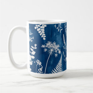 Prussian Indigo Blue Cyanotype Fern Botanical Art Coffee Mug