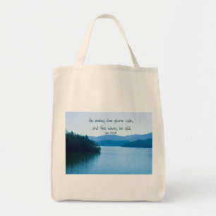 Ps 107:29 He makes the storm calm Tote Bag