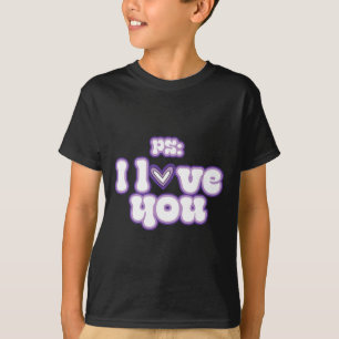 Ps I Love You Groovy Valentine's Day Purple Vintag T-Shirt