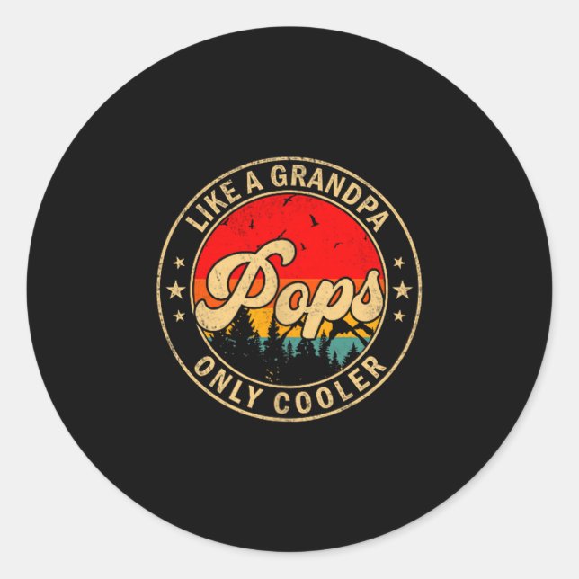 Ps Like A Grandpa Only Cooler Retro For Papa Grand Classic Round Sticker (Front)