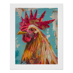 PS Nature Designs, Colorful BoHo Rooster Poster
