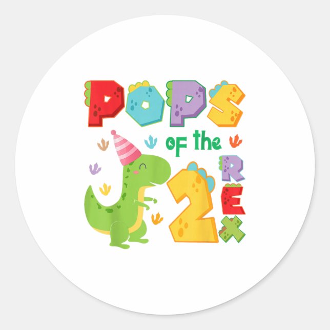 Ps Of The Two Rex 2nd Birthday Boy Dinosaur T-rex  Classic Round Sticker (Front)