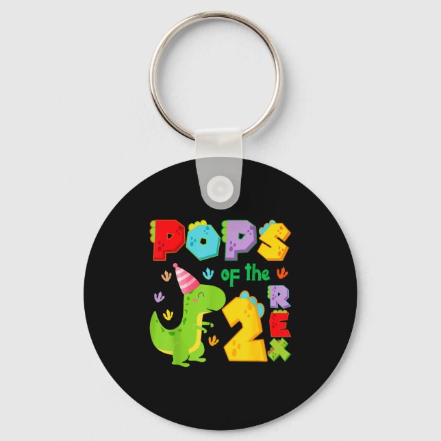 Ps Of The Two Rex 2nd Birthday Boy Dinosaur T-rex  Key Ring (Front)