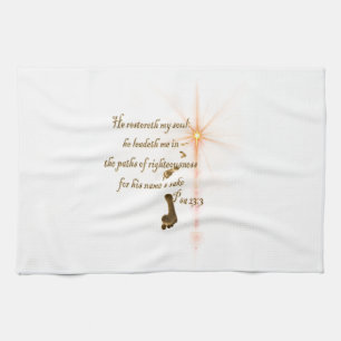 Psa 23.3 The Lord is my shepard Tea Towel