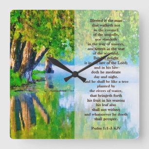 Psalm1:1-3 Blessed is the man Christian Square Wall Clock