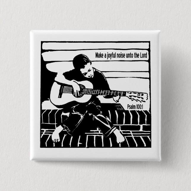 Psalm 100:1 15 cm square badge (Front)