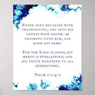 Psalm 100:4-5 Scripture Abstract art wall Poster