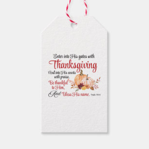 Psalm 100:4 Enter into His gates with Thanksgiving Gift Tags